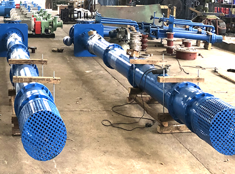 安徽某泵业公司在我司订购的一批立式长轴泵和液下污水泵等水泵待发货。